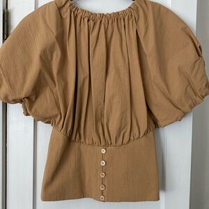 Opening ceremony silk crepe puff sleeve top